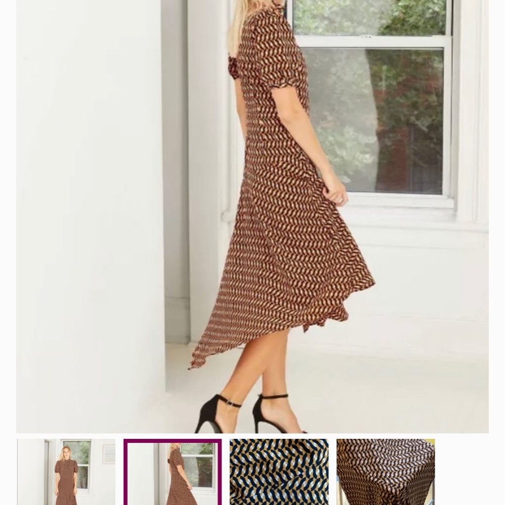 Who what wear geo print mock neck short sleeve midi dress - Picture 2 of 4